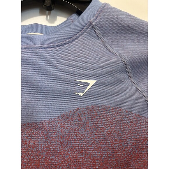 GYMSHARK Adapt Ombre Seamless Long Sleeve Crop Top Women’s Size Small Blue Pink - Picture 2 of 6